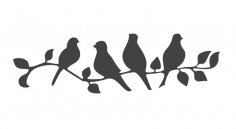 Beautiful Birds on a Branch Stencil Vector Free Vector