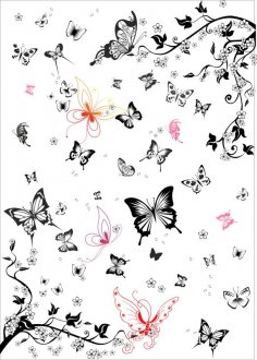 El conjunto de vectores de mariposa en blanco y negro Super Multi