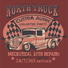 North Truck Design Vector Free Vector