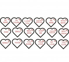 Laser Cut Candy Heart Cut Outs SVG File