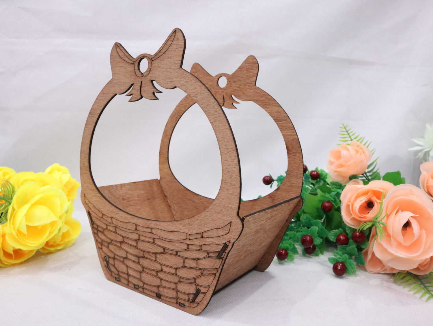 Laser Cut Wooden Fruit Basket 3mm Free Vector