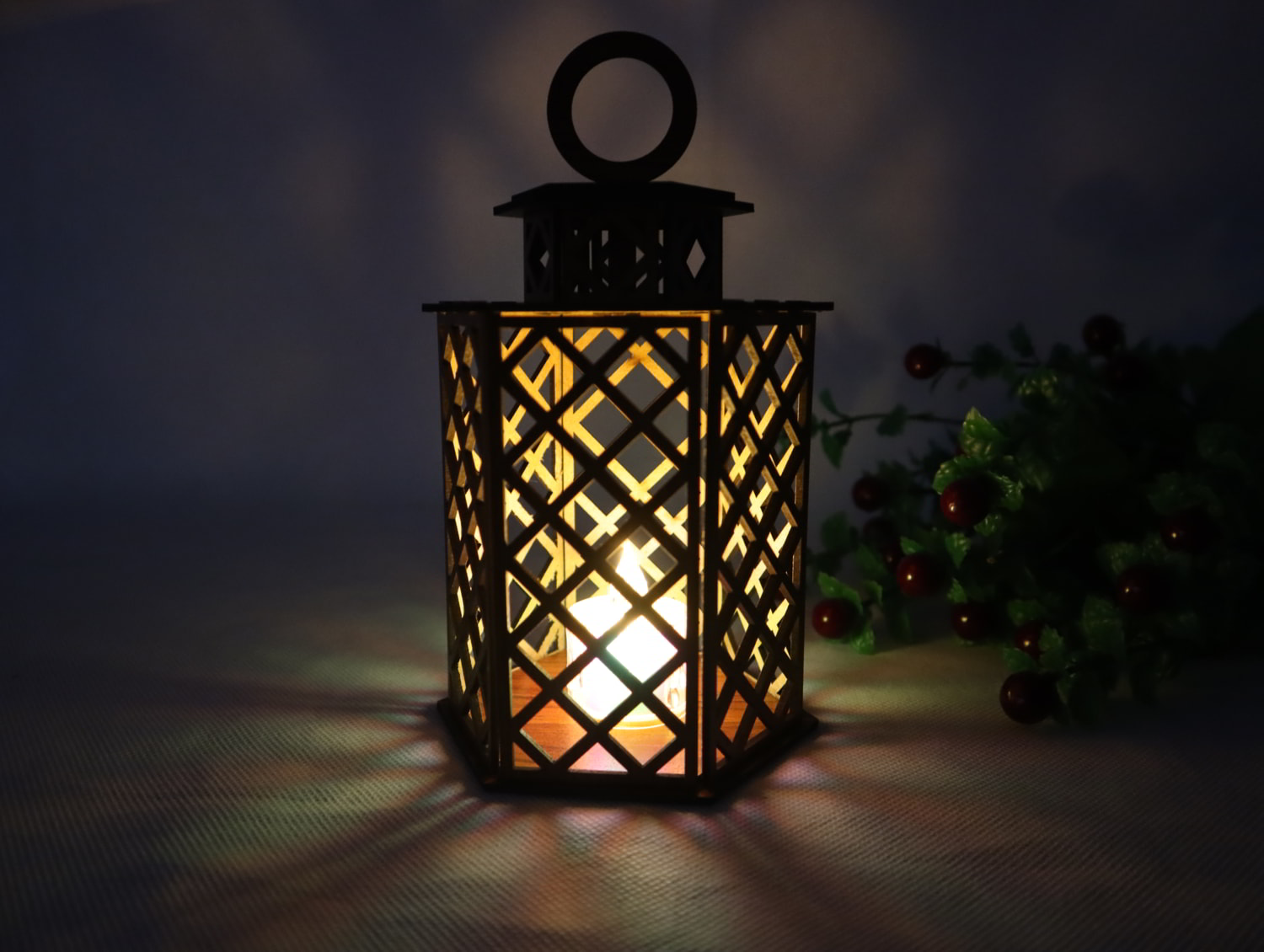 Laser Cut Wood Decorative Candle Lantern Candleholder 3mm Free Vector