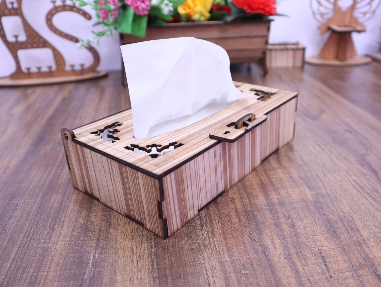 Laser Cut Wooden Tissue Box 3mm Free Vector