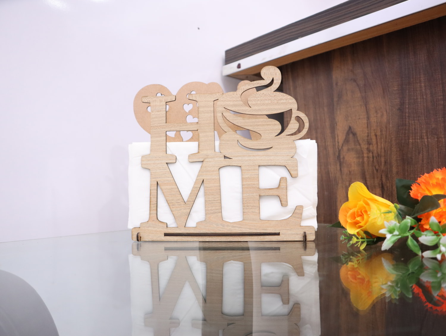 Laser Cut Wooden Home Napkin Holder 3mm Free Vector