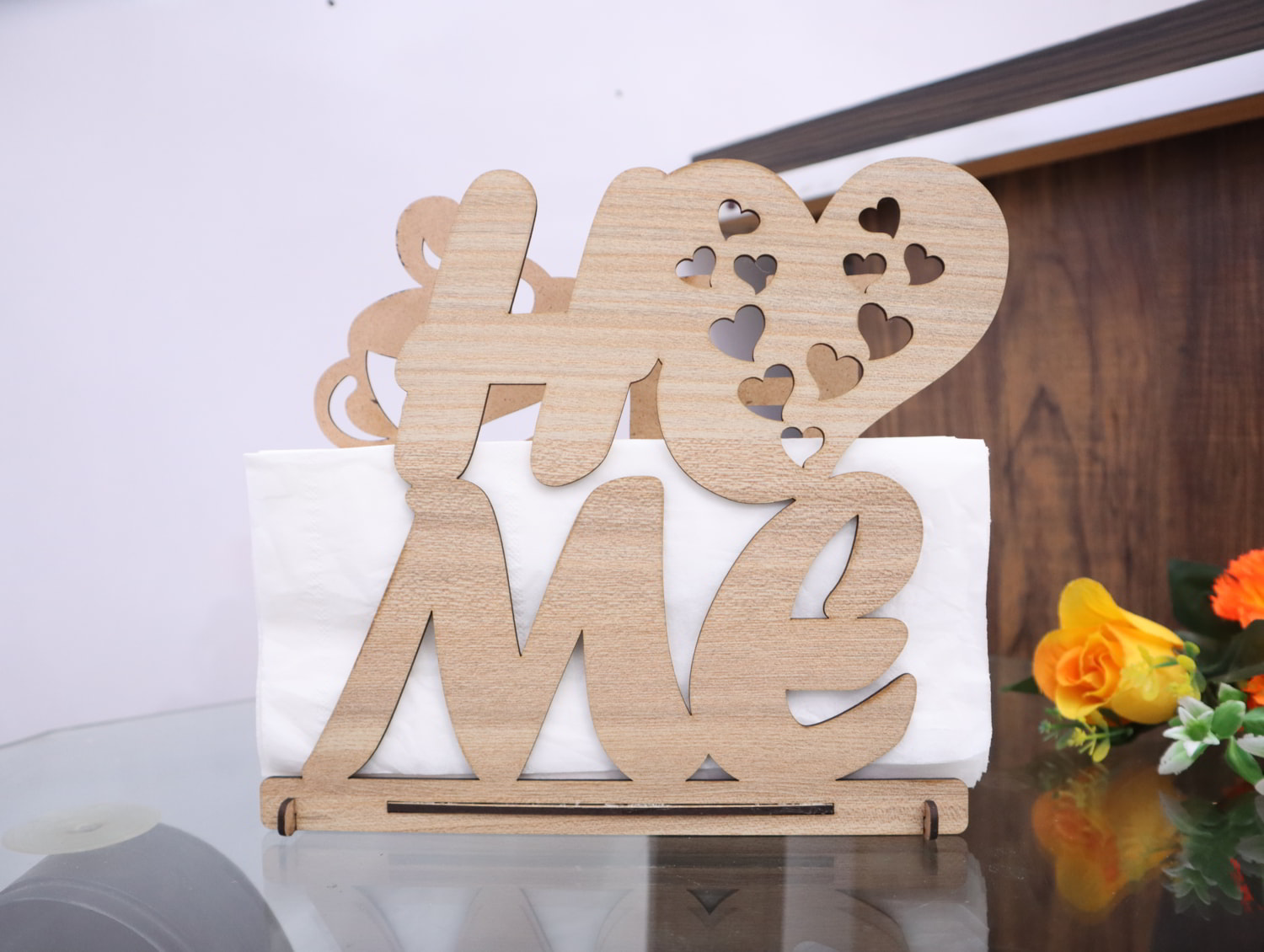 Laser Cut Wooden Home Napkin Holder 3mm Free Vector