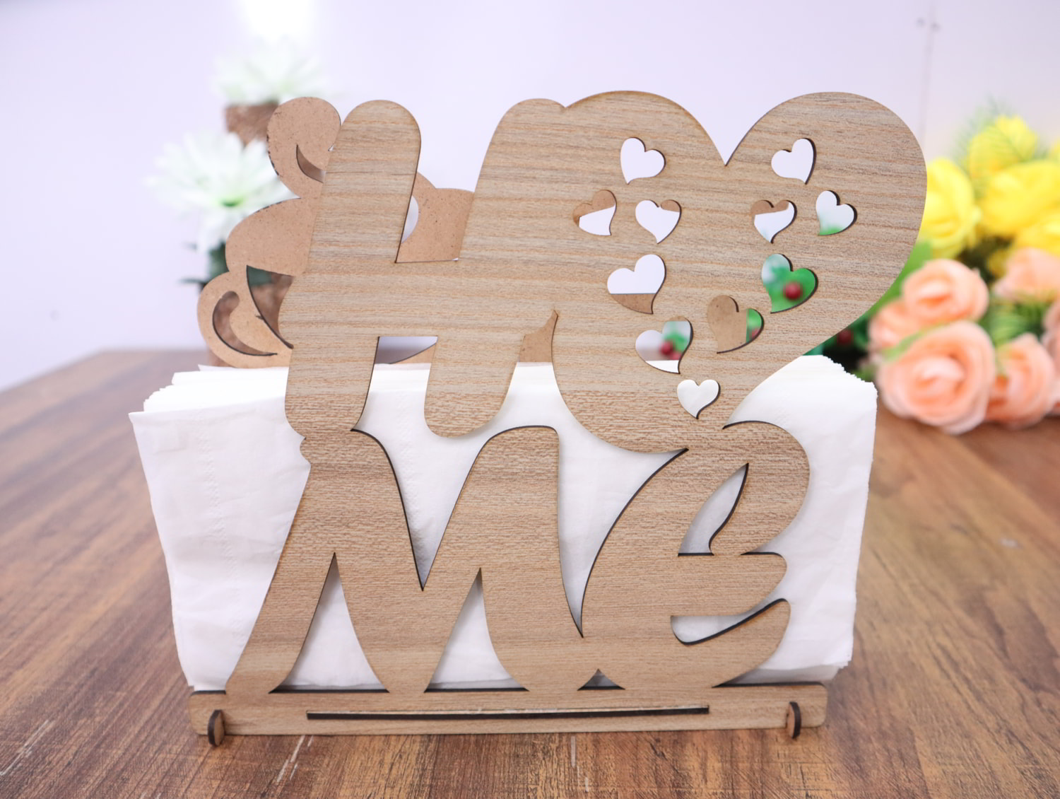 Laser Cut Wooden Home Napkin Holder 3mm Free Vector