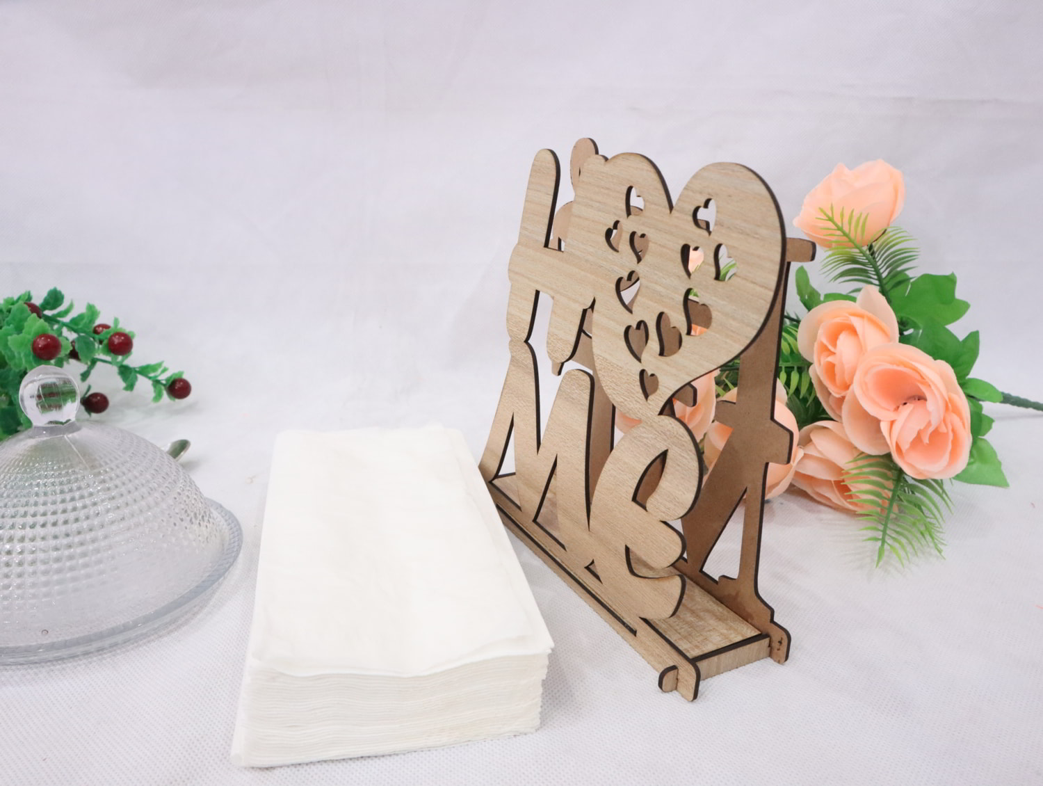 Laser Cut Wooden Home Napkin Holder 3mm Free Vector