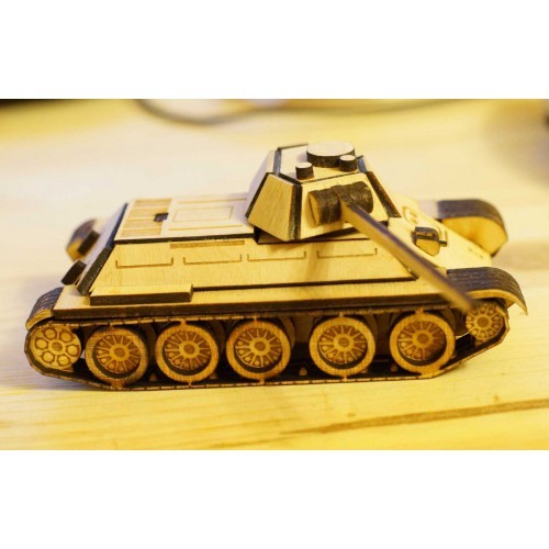 Laser Cut Tank T-34 3D Puzzle 3mm Free Vector