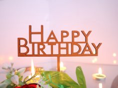 Laser Cut Simple Happy Birthday Cake Topper Free Vector