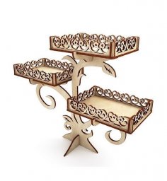 Laser Cut Wooden Decor Cupcake Stand Party Decoration Free Vector