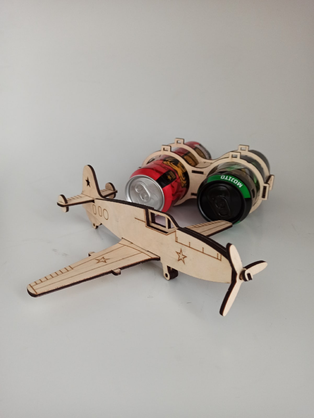 Laser Cut Aircraft Shaped Beer Holder Free Vector