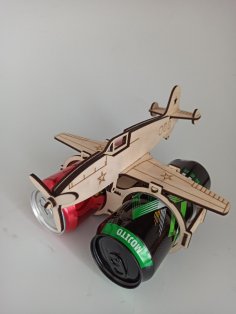 Suporte para cerveja em formato de avião cortado a laser