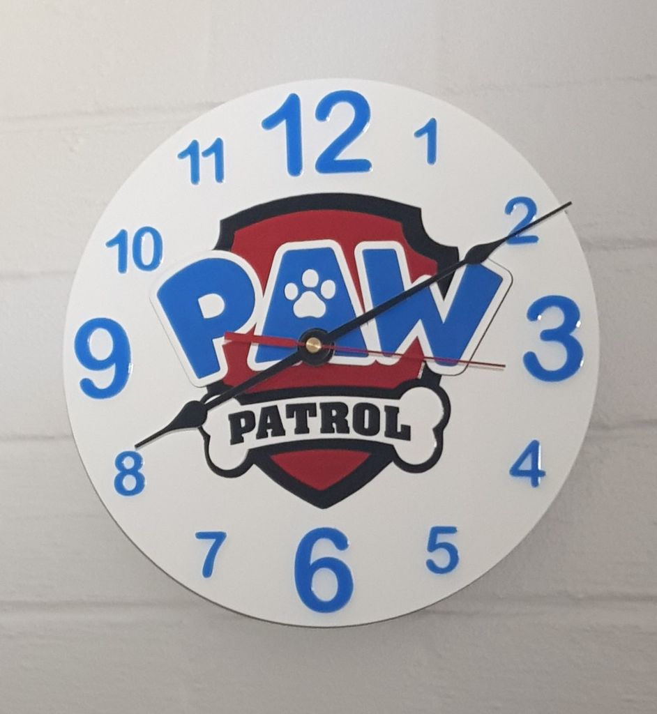 Laser Cut Paw Patrol Kids Room Clock DWG File