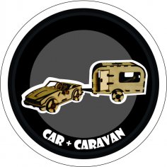 Laser Cut Car And Caravan 3D Puzzle DXF File
