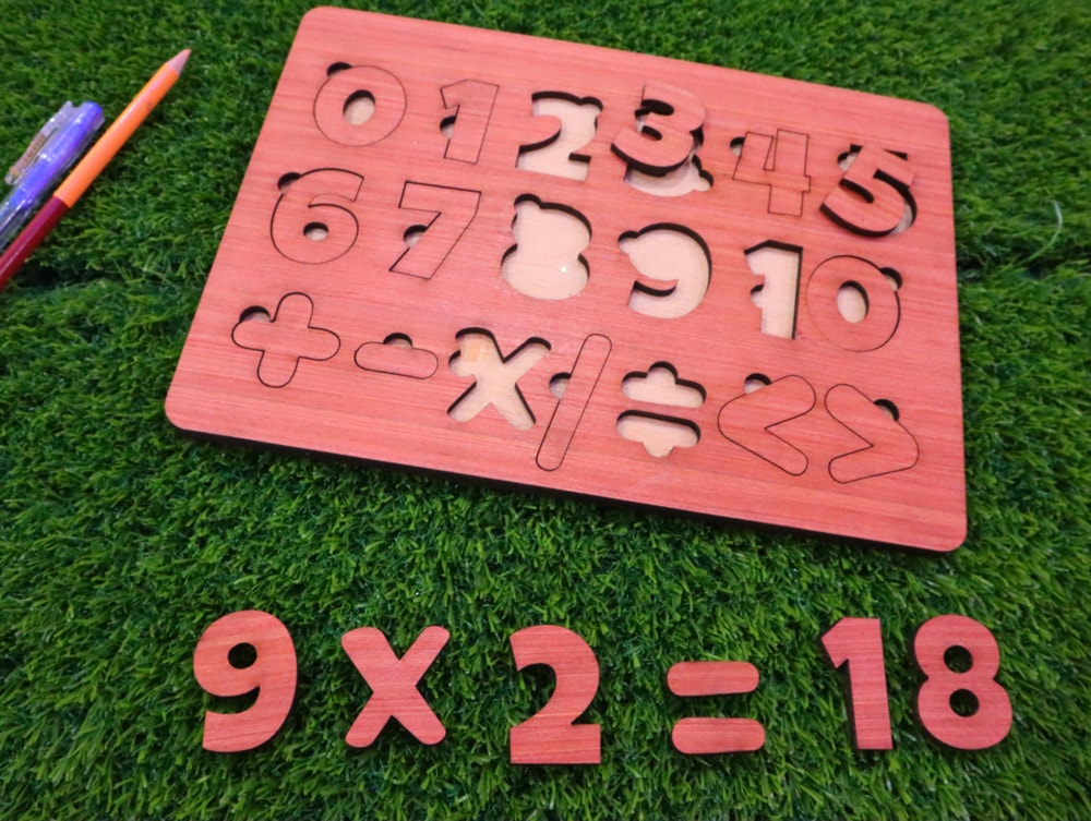 Laser Cut Wooden Math Puzzle Board For Kids DXF File