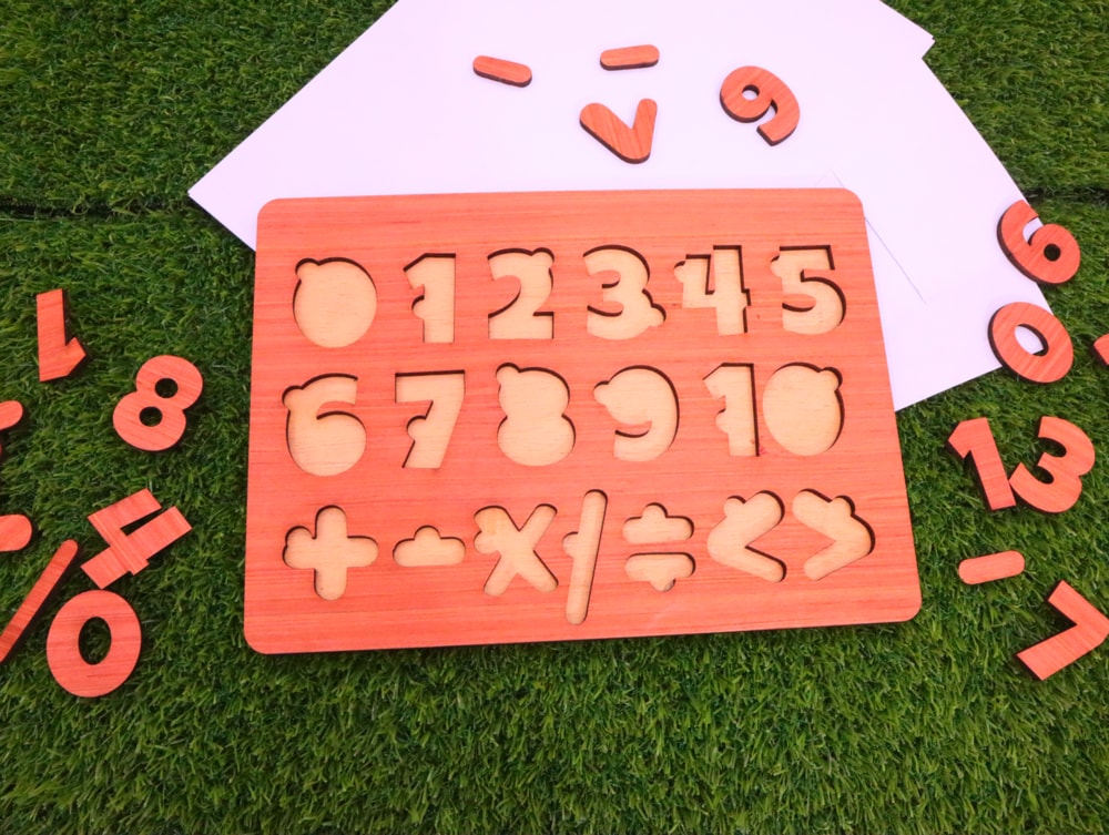 Laser Cut Wooden Math Puzzle Board For Kids DXF File