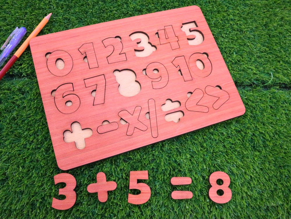 Laser Cut Wooden Math Puzzle Board For Kids DXF File