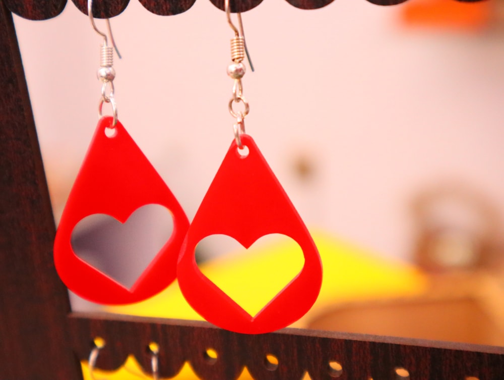 Laser Cut Teardrop Heart Dangle Earrings DXF File