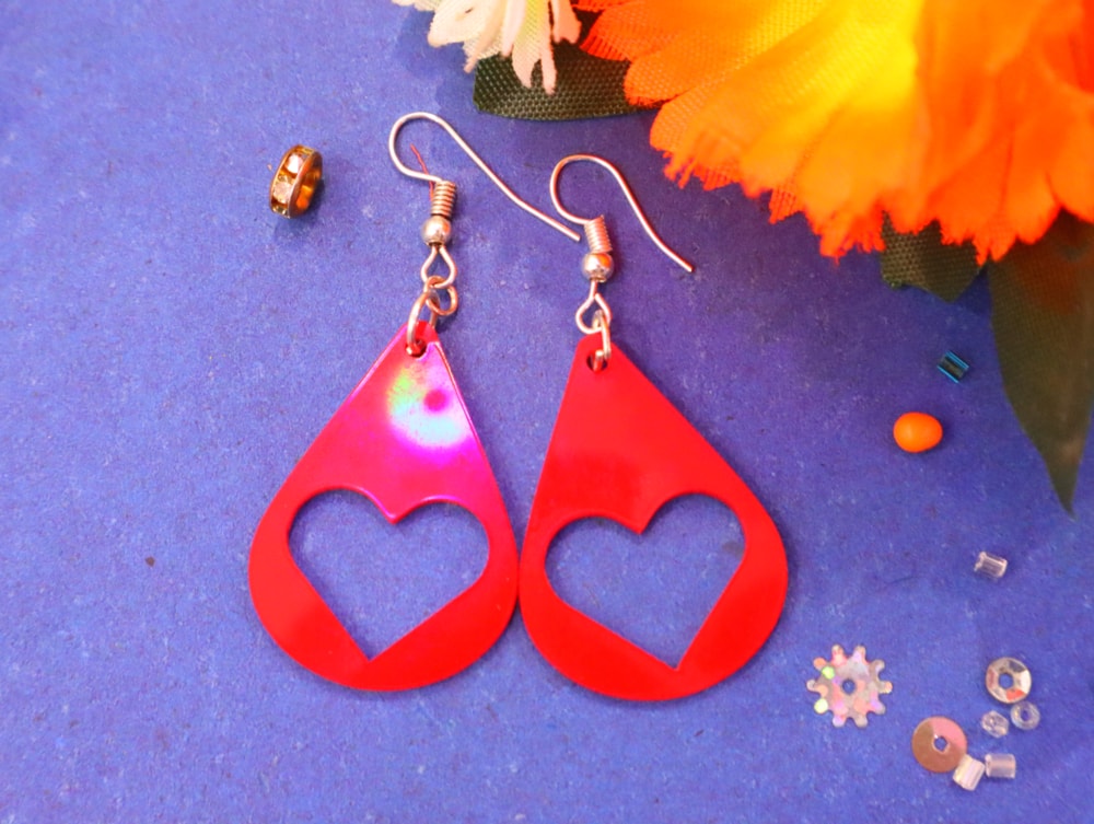 Laser Cut Teardrop Heart Dangle Earrings DXF File