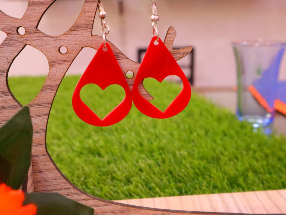 Laser Cut Teardrop Heart Dangle Earrings DXF File