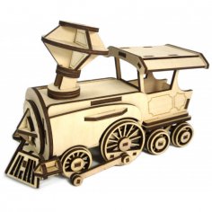 Locomotiva de madeira cortada a laser brinquedo para crianças
