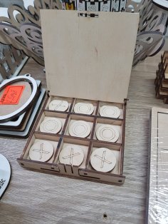 Laser Cut Wooden Tic Tac Toe Game Free Vector