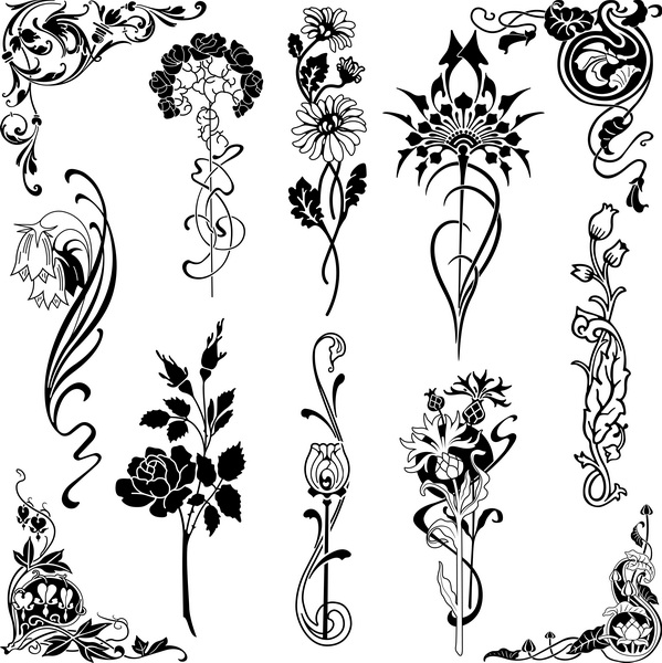 Conjunto de desenhos florais