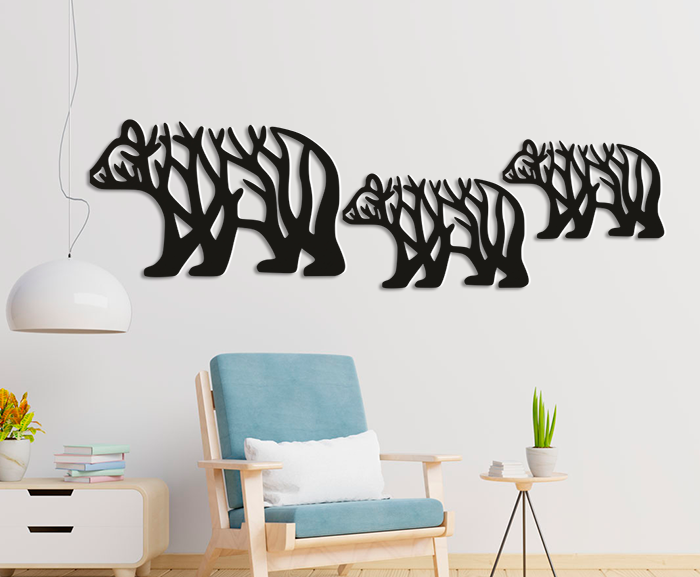 Лазерная резка декора стен медведя
