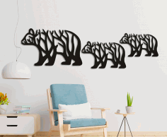 Laserowo wycinana dekoracja ścienna z niedźwiedziem