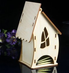 Linda casa de té de madera contrachapada cortada con láser