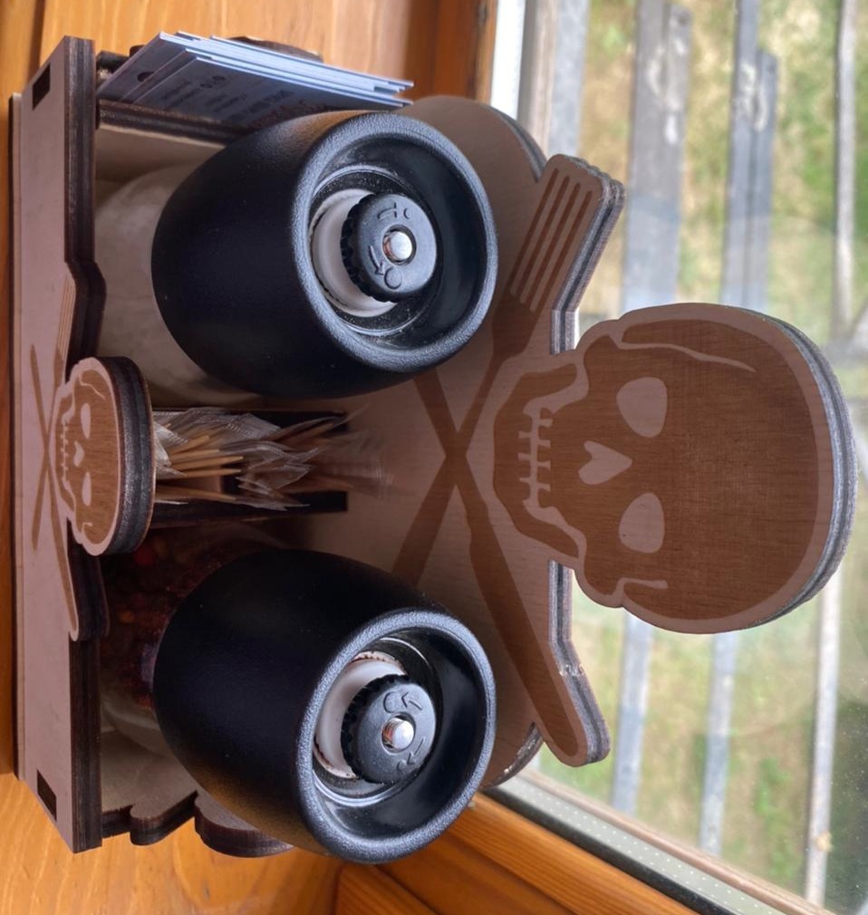 Laser Cut Pirate Napkin Holder With Salt And Pepper Shakers Free Vector