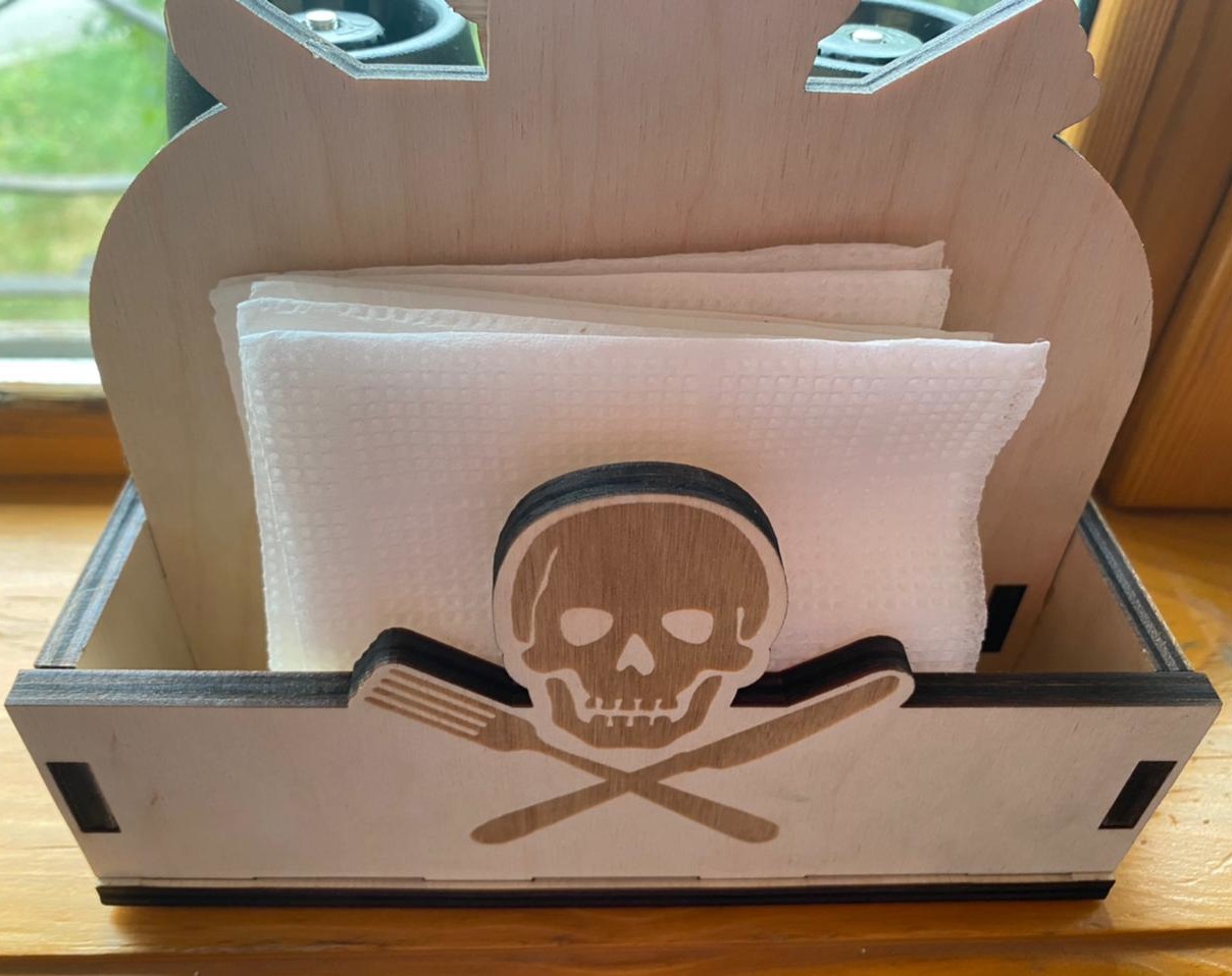 Laser Cut Pirate Napkin Holder With Salt And Pepper Shakers Free Vector