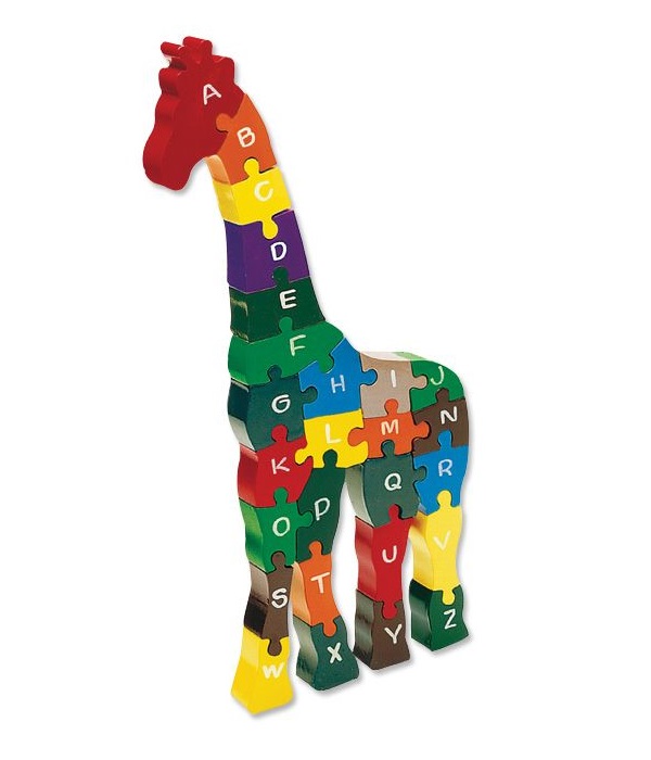 Quebra-cabeça de alfabeto girafa cortado a laser para crianças acrílico 3mm
