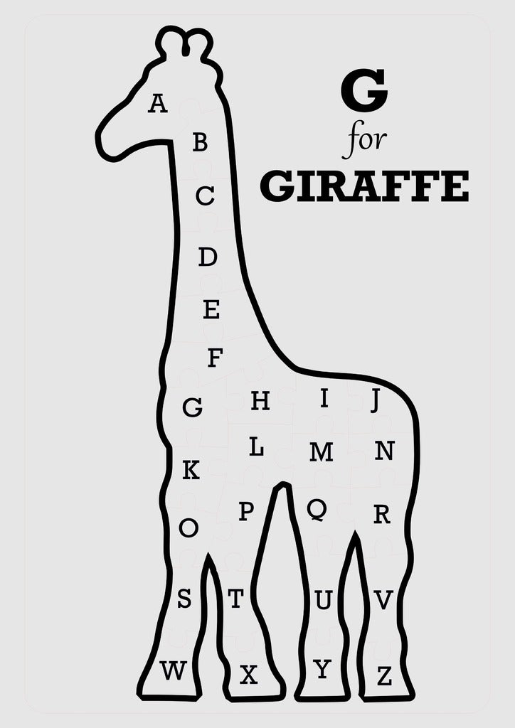 Laser Cut Alphabet Giraffe Puzzle For Kids Acrylic 3mm SVG File Free