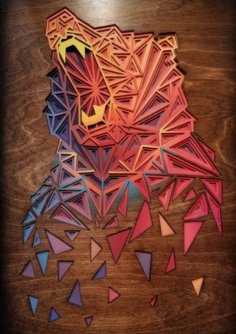 Lasergeschnittene Bären-Wanddekoration, geometrische, geschichtete Kunst