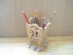 Лазерная резка деревянного декоративного держателя для карандашей