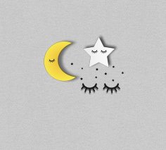 Moon Star Decoration Laser Cutting Template Free Vector