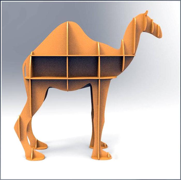 Muebles de almacenamiento de exhibición de estantería de camello cortado con láser