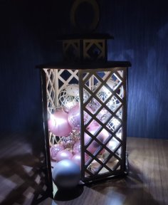 Laser Cut Wooden Christmas Lantern Free Vector