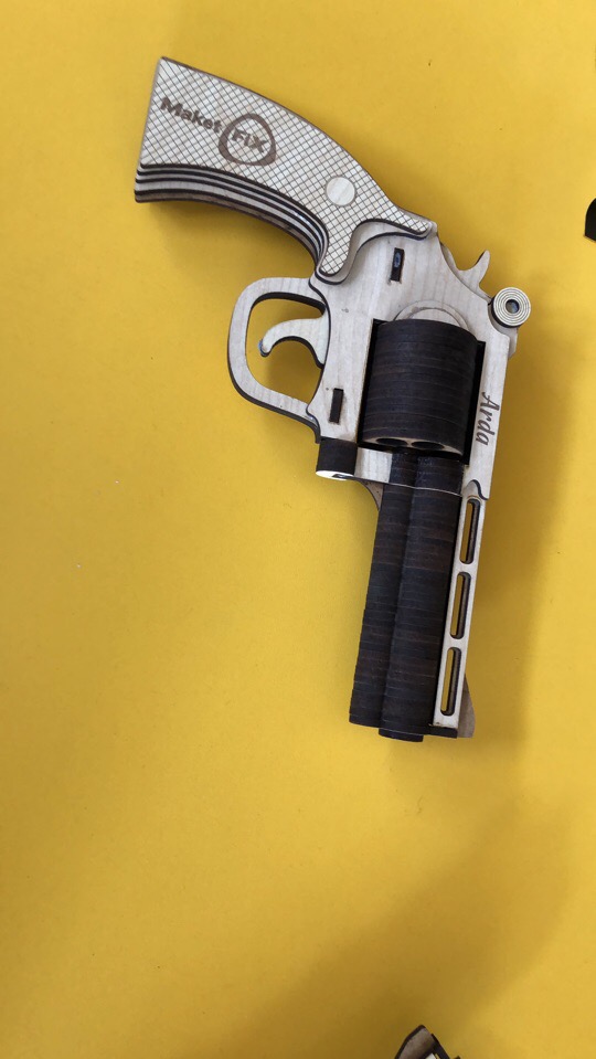 Laser Cut Wooden Pistol Firearm 351 Magnum Revolver DXF File