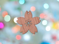Laser Cut Hibiscus Flower Wood Christmas Ornament Free Vector