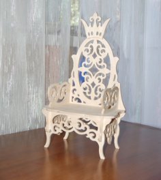 Laserowo wycinany Royal Doll Throne Miniaturowy domek dla lalek Tron Barbie Chair 12mm