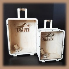 Laser Cut Travel Piggy Bank Suitcase Vacation Fund Holiday Fund Free Vector