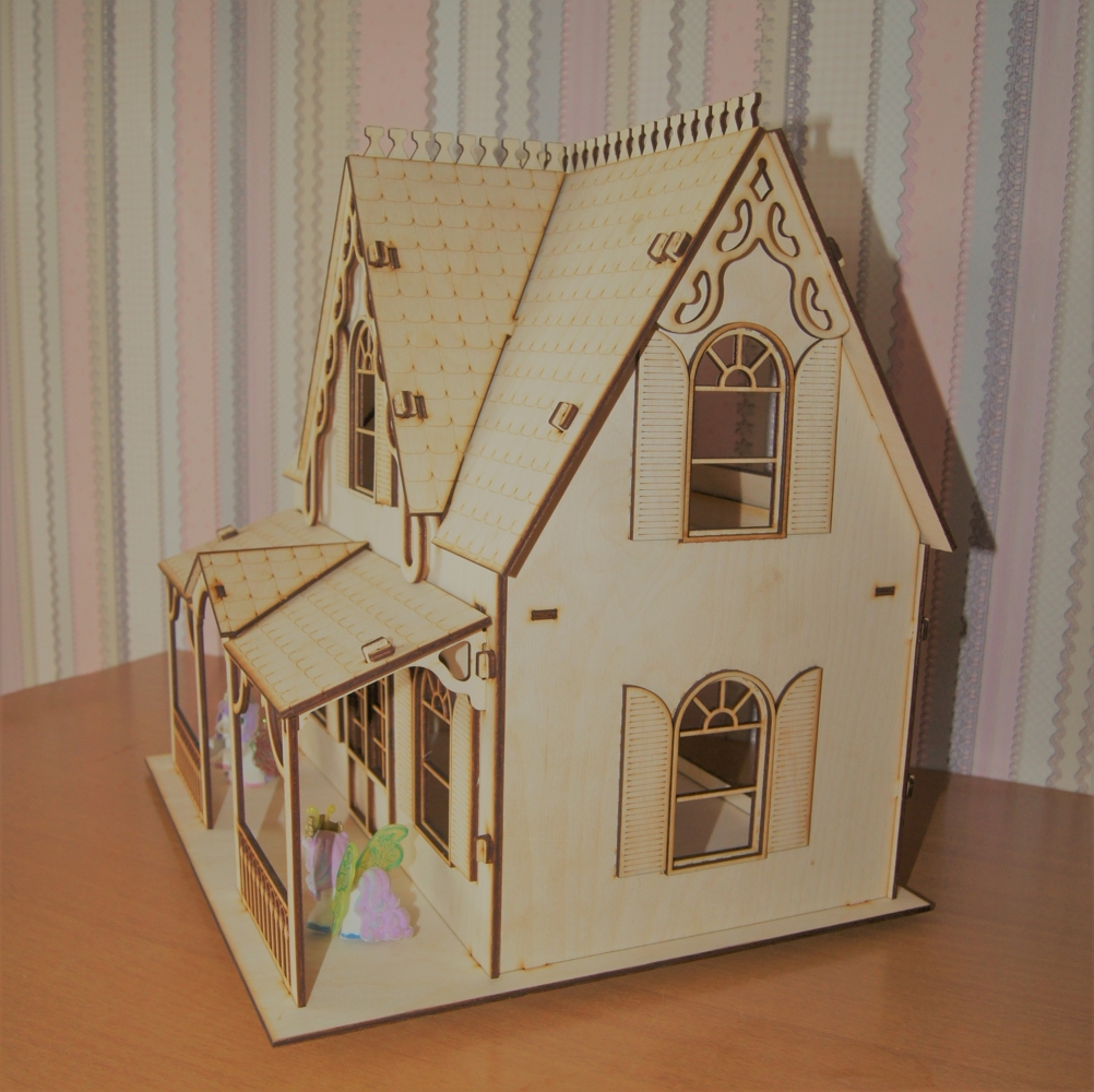 Laser Cut Wooden Model House Free Vector
