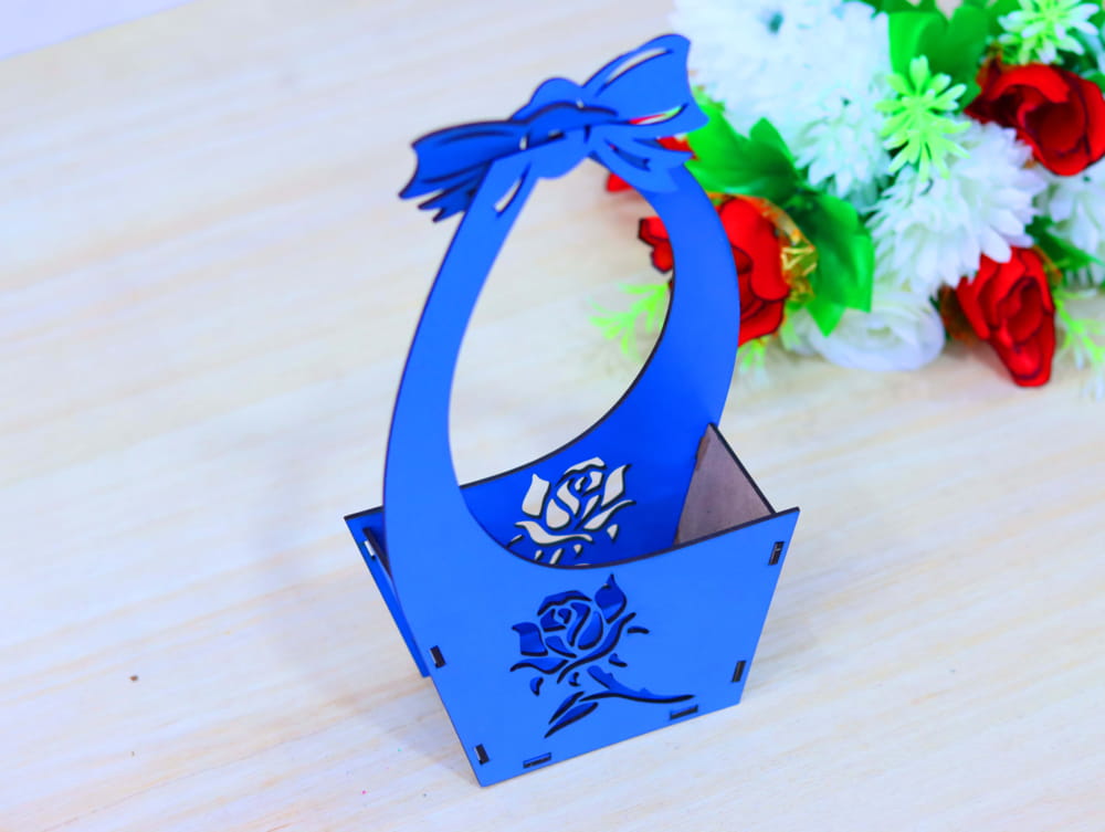 Laser Cut Flower Basket Stand Free Vector