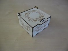ढक्कन और ताला के साथ लेजर कट उत्कीर्ण छोटा बॉक्स