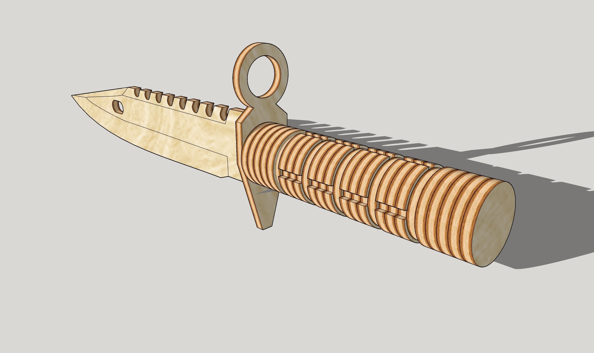 Modelo de faca de madeira cortada a laser
