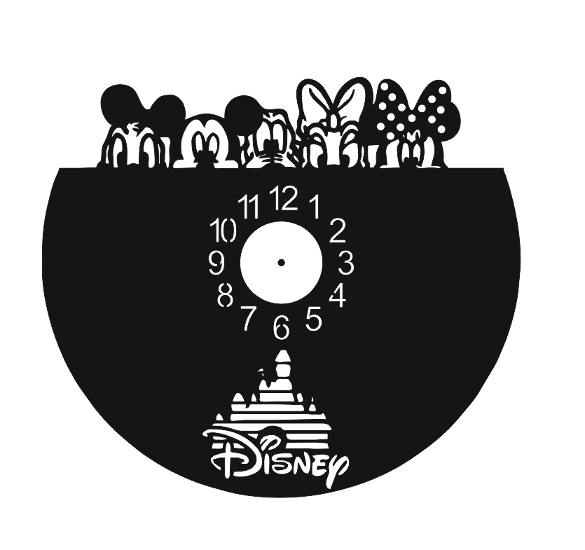 Modello di orologio in vinile Walt Disney tagliato al laser