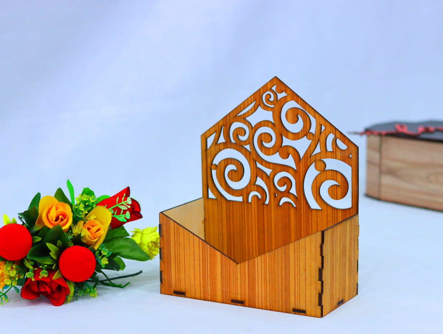 Laser Cut Wood Flower Basket 3mm Free Vector