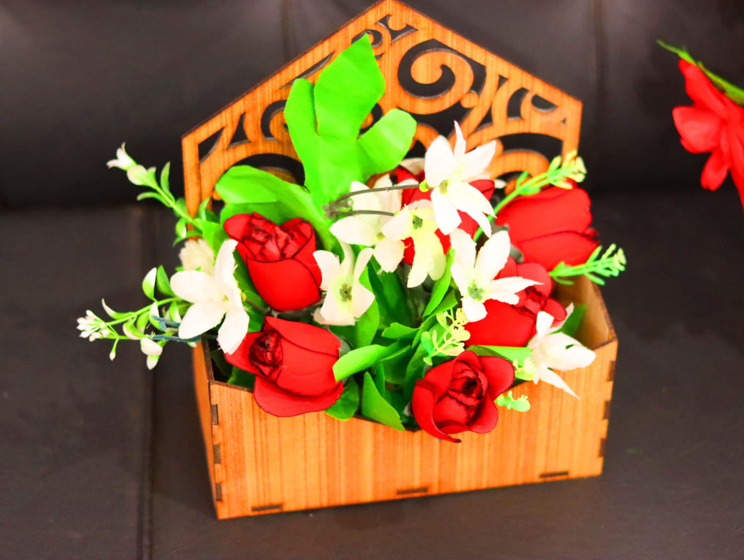 Laser Cut Wood Flower Basket 3mm Free Vector